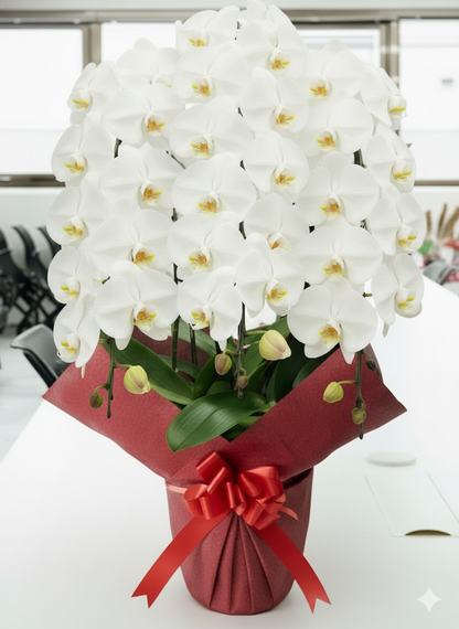 胡蝶蘭　白3本立ち（開花輪白30以上）オープン記念送料・立札無料