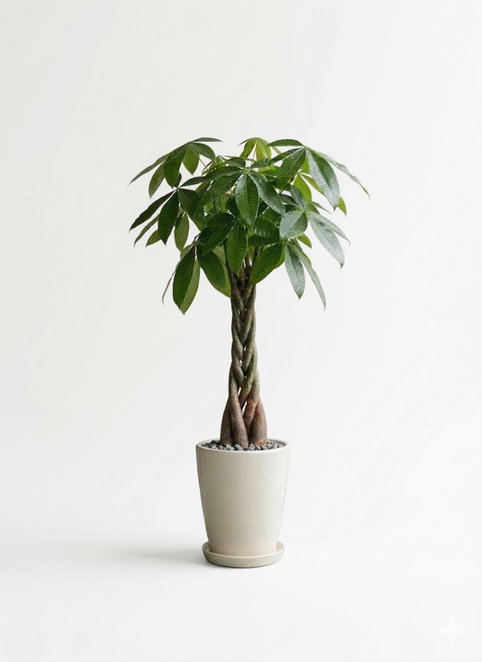 観葉植物 パキラ 8号 ねじり ラスターポット 付き