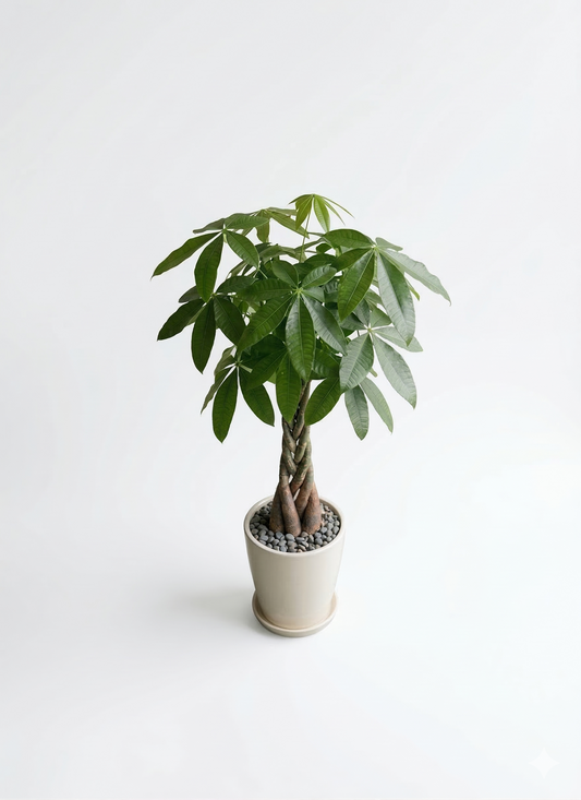 観葉植物 パキラ 8号 ねじり ラスターポット 付き