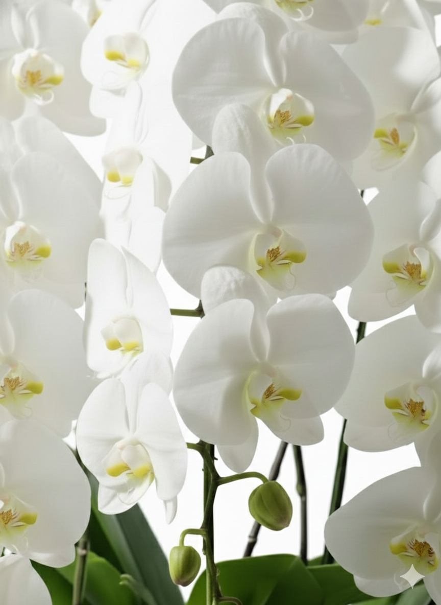 胡蝶蘭　白3本立ち（開花輪白30以上）オープン記念送料・立札無料